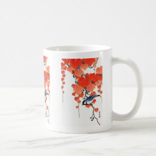 "Red Ivy and Bird" by Koson Ohara Koson Coffee Mug