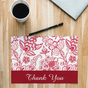 Red Jacobean print Thank You
