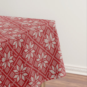 Red Jacquard Christimas Tablecloth