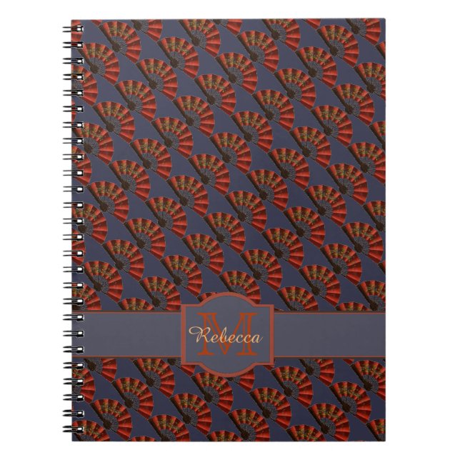Red Japanese Antique Fans Elegant Personalised Notebook (Front)