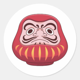 Red Japanese Daruma Doll Good Luck Charm Sticker