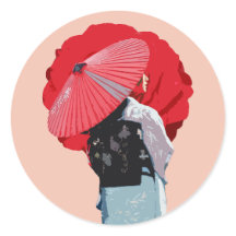 Red Japanese Kimono Tradition Digital Collage Art