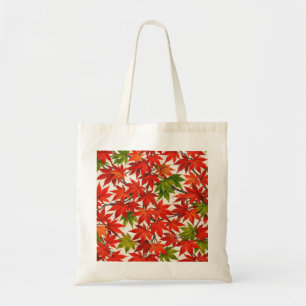 Red Japanese Maple Leaves Botanical Autumn Pattern Tote Bag