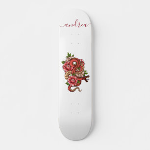 Red Japanese Snake Dragon Tattoo Style & Name Cool Skateboard