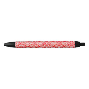 Red Japanese Wave Black Ink Pen