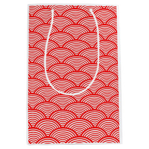 Red Japanese Wave Medium Gift Bag