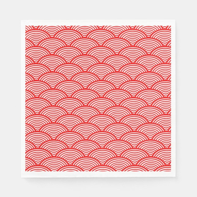 Red Japanese Wave Napkin (Front)