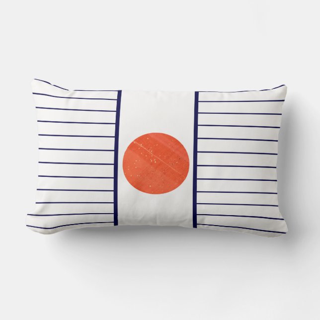 Red Jasper Jade Circle Texture Blue Stripe Cushion (Front)