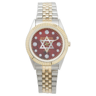 Red Jasper Jade Diamond Dial Custom Name Watch