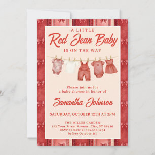 Red Jean Baby Shower Invitation