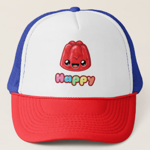 Red Jelly Happy Text - Happy Jump Trucker Hat
