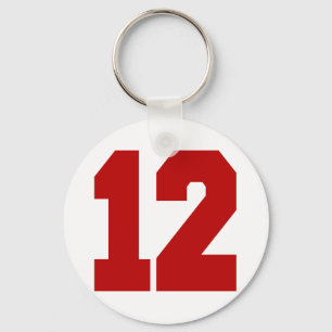 Red Jersey Number 12 Key Ring