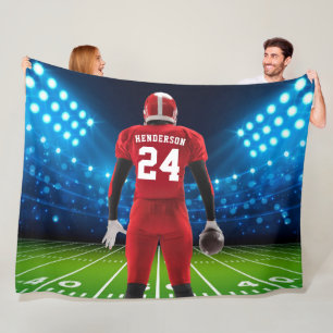 Red Jersey Personalised Football Player Fleece Blanket