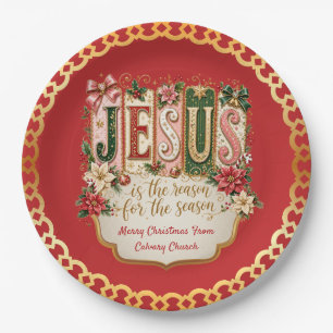 Red Jesus is the Reason for the Christmas Season Paper Plate