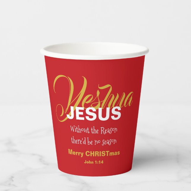 Red JESUS REASON SEASON Christmas  Paper Cups (Front)