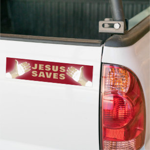 red JESUS SAVES Bumper Sticker