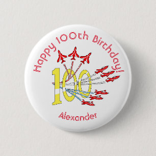 Red Jet Planes - 100th Birthday Badge