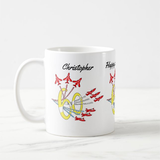 Red Jet Planes 60th Birthday Coffee Mug (Left)