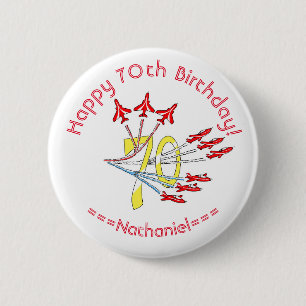 Red Jet Planes - 70th Birthday Badge