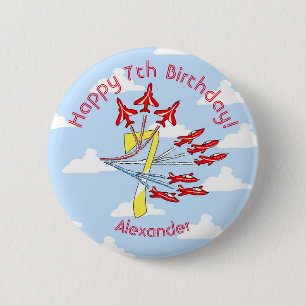 Red Jet Planes - 7th Birthday (Blue Sky) Badge