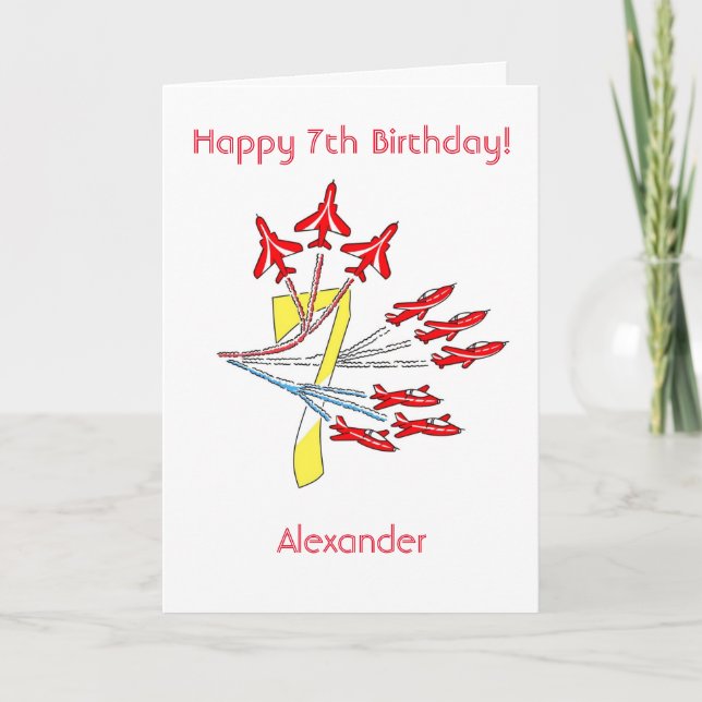 Red Jet Planes - 7th Birthday Card (Front)