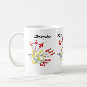 Red Jet Planes 80th Birthday Coffee Mug