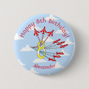 Red Jet Planes - 8th Birthday (Blue Sky) Badge