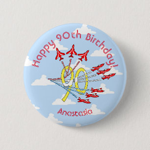 Red Jet Planes - 90th Birthday (Blue Sky) Badge