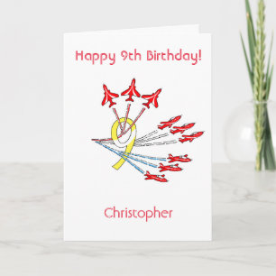 Red Jet Planes - 9th Birthday Card