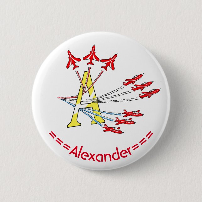 Red Jet Planes A Initial Badge (Front)