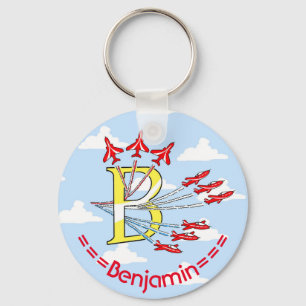 Red Jet Planes - B - Blue Sky Initial Key Ring