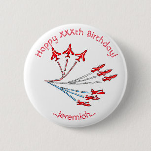 Red Jet Planes Customisable Birthday Badge