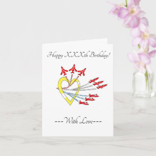 Red Jet Planes Heart Birthday Card