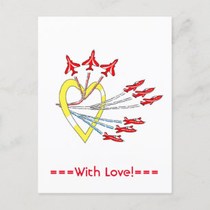 Red Jet Planes Heart Postcard