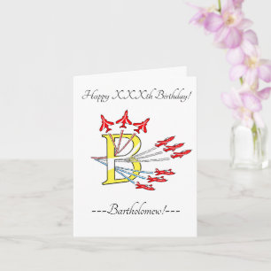 Red Jet Planes Initial B Birthday Card