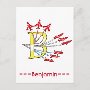 Red Jet Planes Initial B Postcard