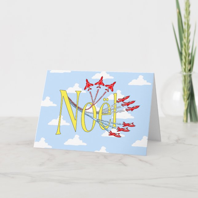 Red Jet Planes Noel Holiday Card (Front)