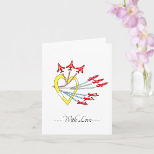 Red Jet Planes With Love Heart Card
