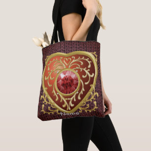 Red Jewel Heart fairy tote bag