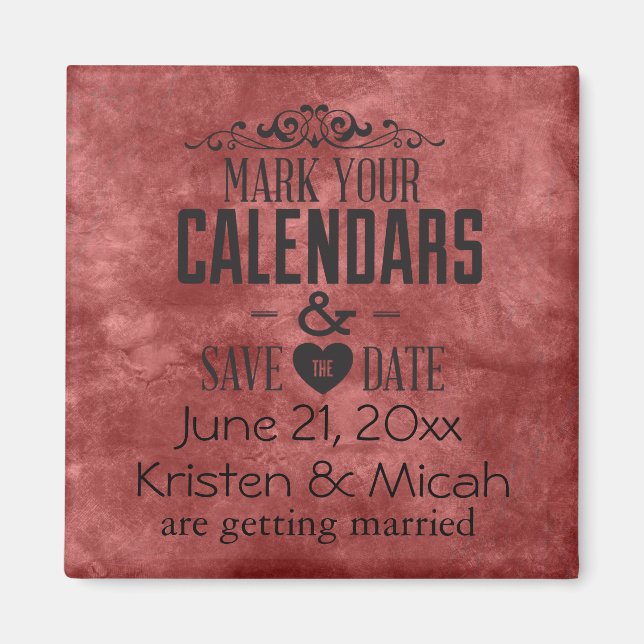 Red Jewel Save the Date Magnet (Front)