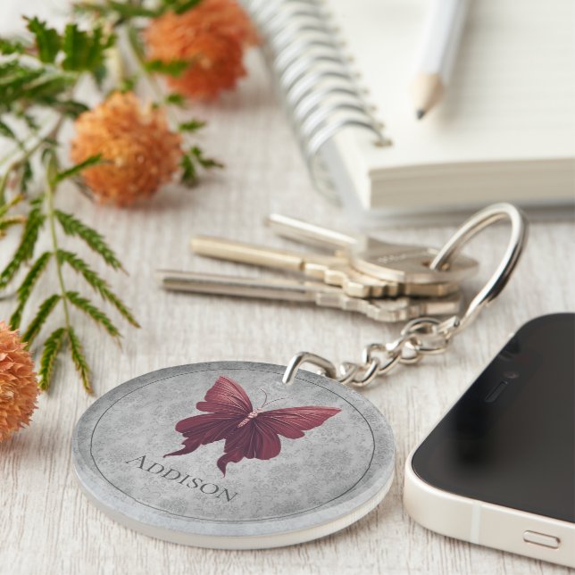 Red Jewelled Butterfly Key Ring (Front Right)