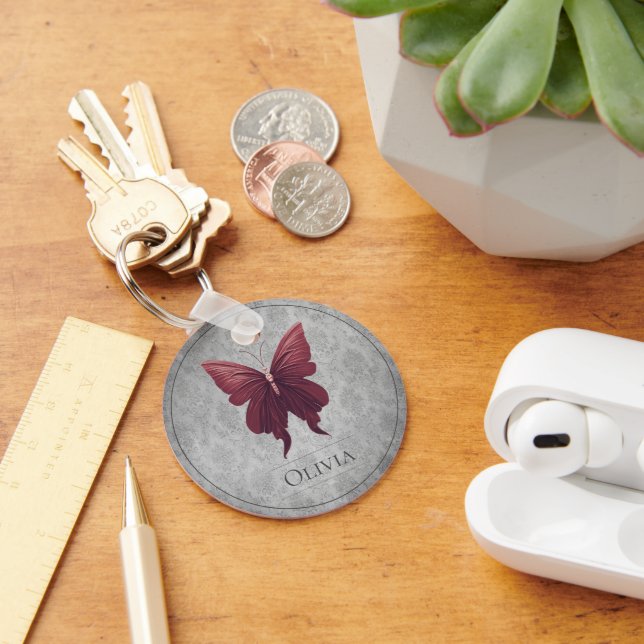 Red Jewelled Butterfly Key Ring (Desk)