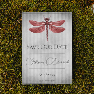 Red Jewelled Dragonfly Save the Date Announcement