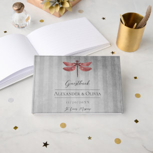Red Jewelled Dragonfly Wedding Guest Book