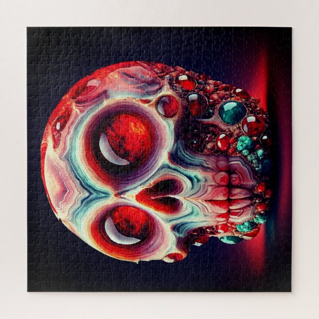Red Jewelled Geode Skull Jigsaw Puzzle (Vertical)