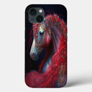 Red Jewelled Unicorn Fantasy Art iPhone 13 Case