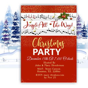 Red Jingle All The Way Christmas Invitation