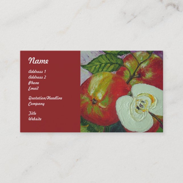 Red Johnagold Apples Fruit Business Cards (Front)