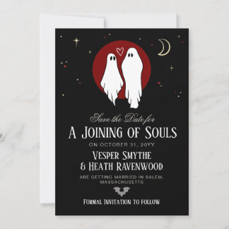 Red Joining of Souls Halloween Wedding Save The Date