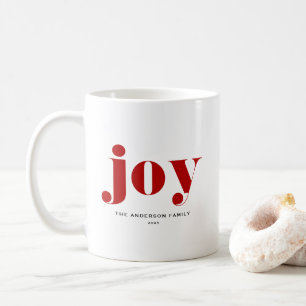 Red JOY Bold Typography Modern Christmas Coffee Mug